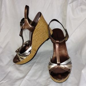 Multicolored Metallic Wedges New Size 7 1/2